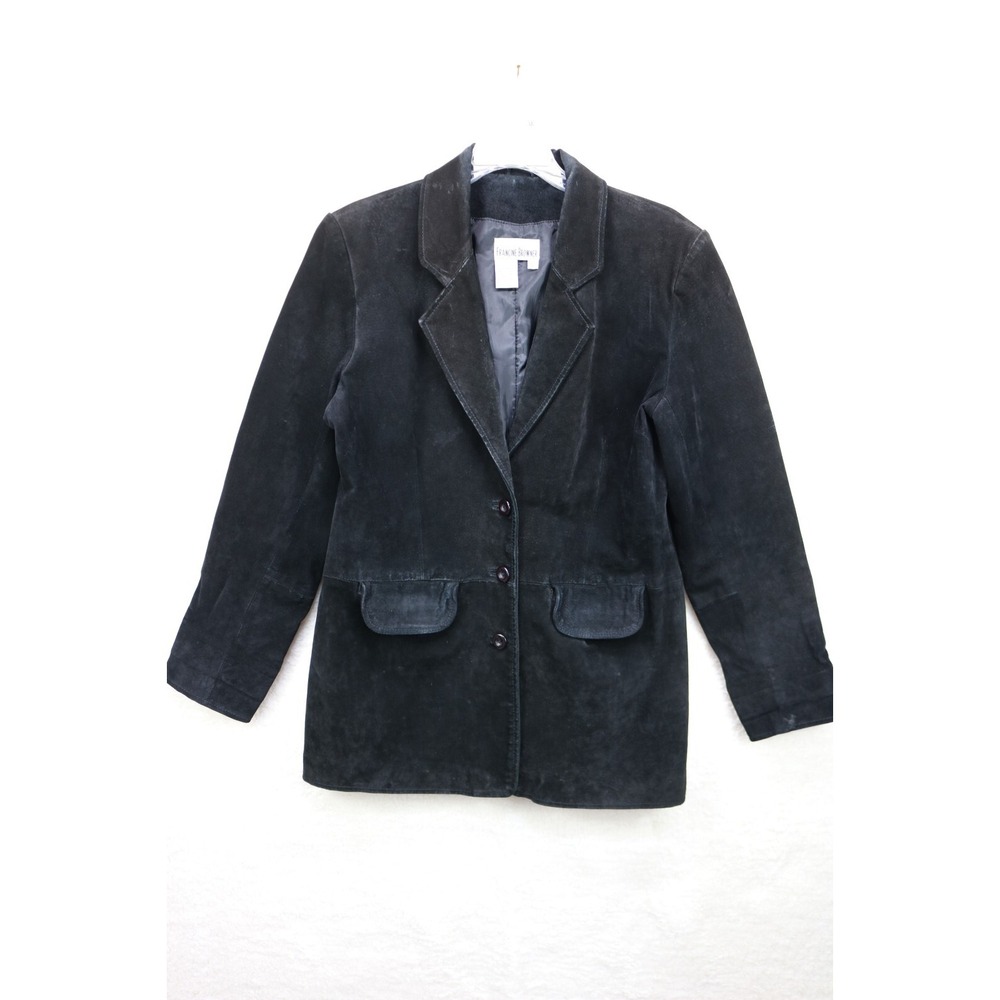 Vtg. Francine Browner Women's Black Suede Leather Jacket-Size 12